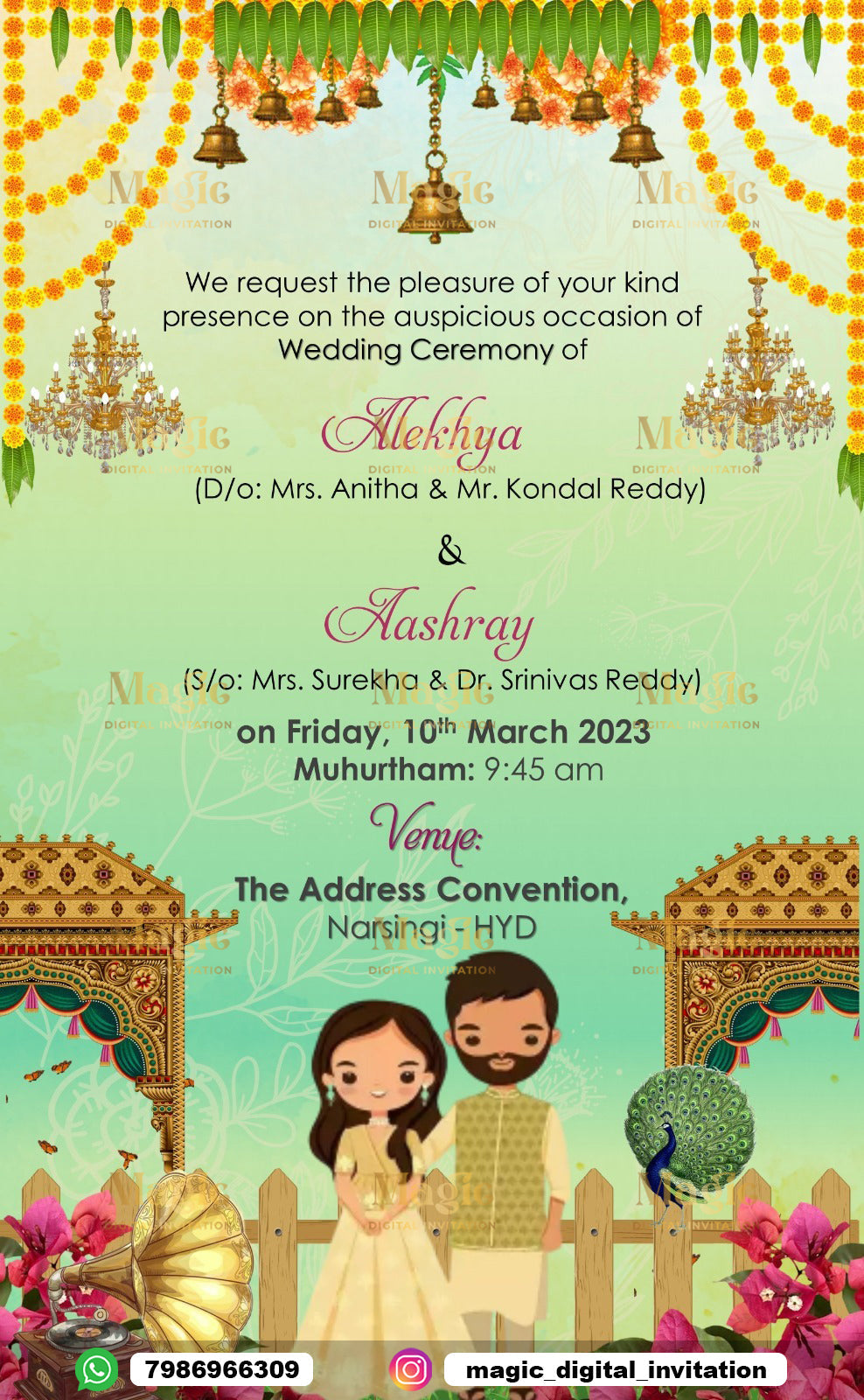 Traditional Mandap Caricature Wedding Invitation - D1208