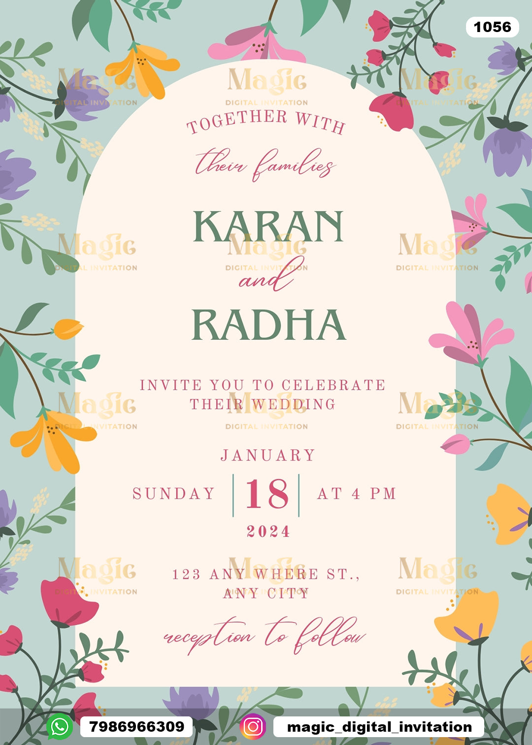Colorful Floral Wedding Invitation - D1056