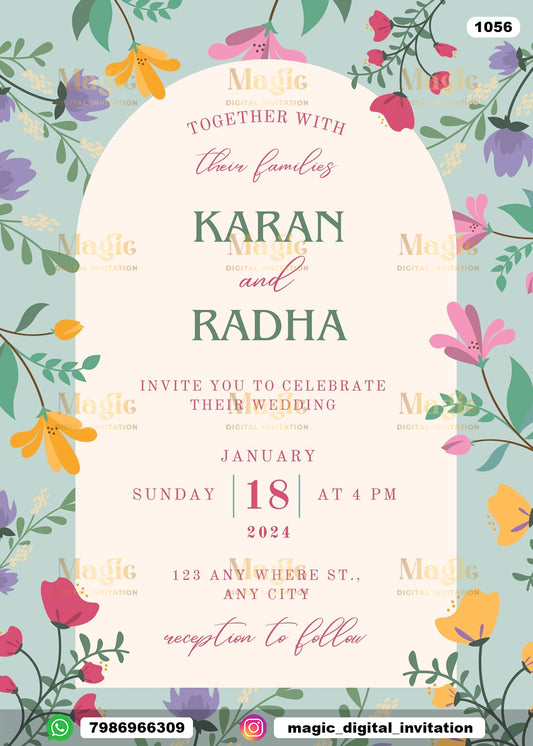 Colorful Floral Wedding Invitation - D1056