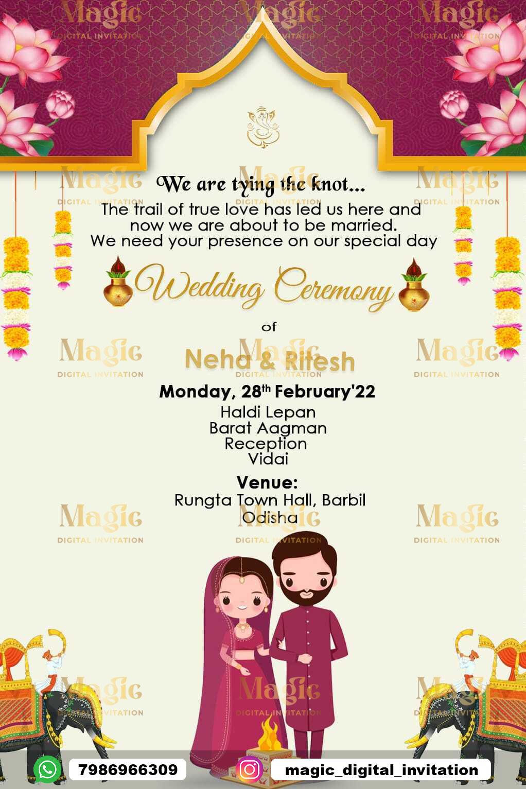 Traditional Caricature Wedding Invitation - D1101