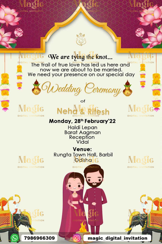Traditional Caricature Wedding Invitation - D1101