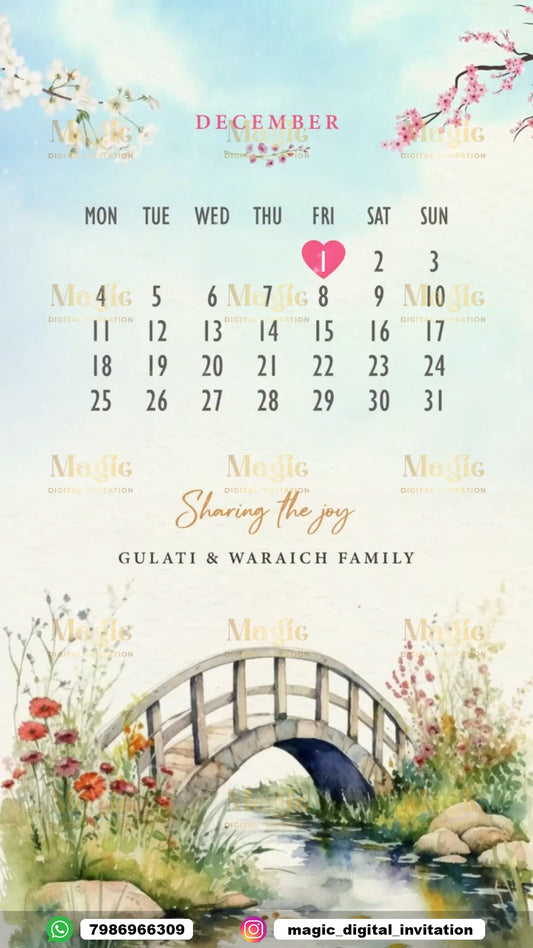 Watercolor Garden & Swans Engagement Invitation Video - D7010