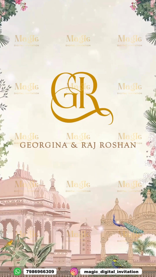 Royal Palace & Peacocks Engagement Invitation Video - D7002