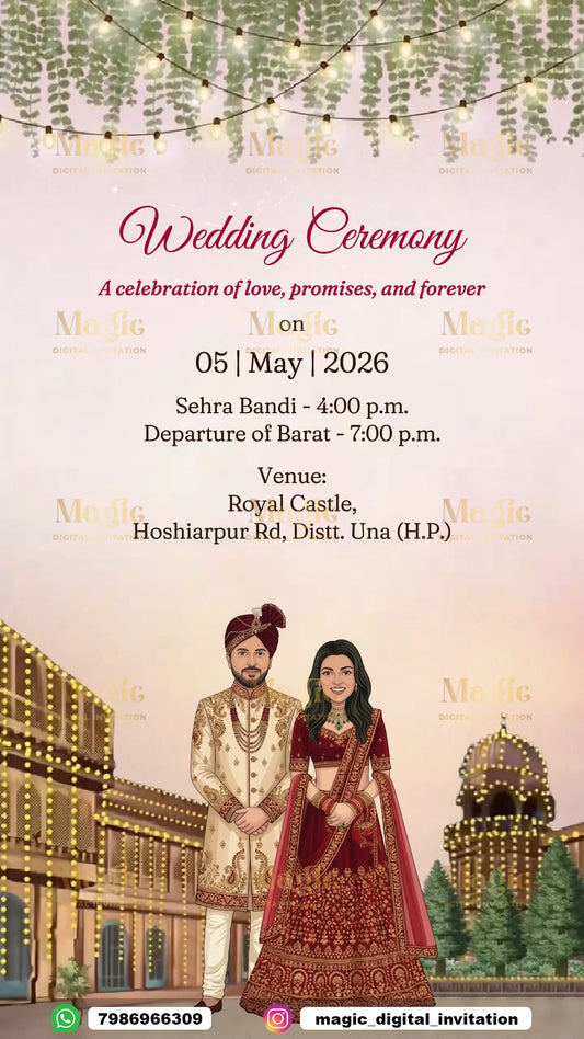 The Grand Celebration Premium Caricature Wedding Invitation Video - D4002