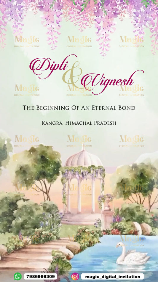 Pastel Botanical Garden Wedding Invitation Video - D3001