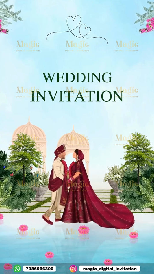 Tranquil Lotus Garden Wedding Invitation Video - D3005