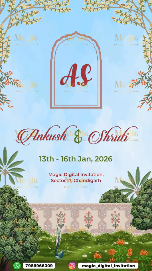 Traditional Blue Garden Wedding Invitation Video - D3013