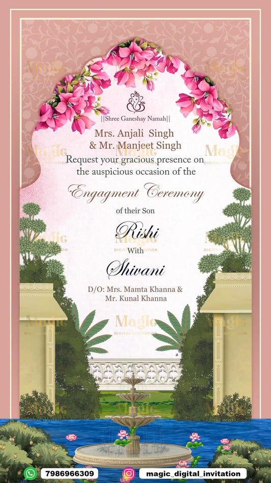 Regal Pink Heritage Traditional Engagement Invitation Video - D7004