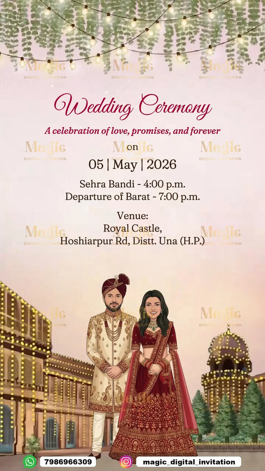 The Grand Celebration Premium Caricature Wedding Invitation Video - D4002