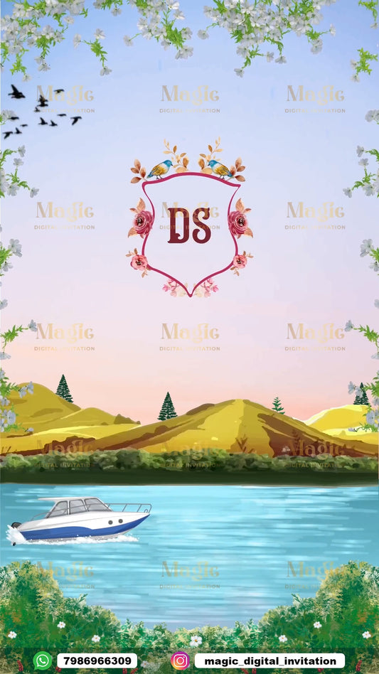 Floral Scenic Lakeside Engagement Invitation Video - D7005