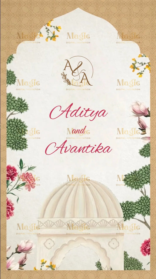 Royal Archway & Peacock Garden Save The Date Invitation - D5006