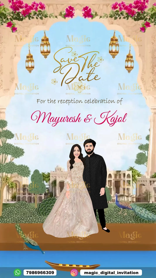 Royal Majestic Caricature Save The Date Invitation - D5009