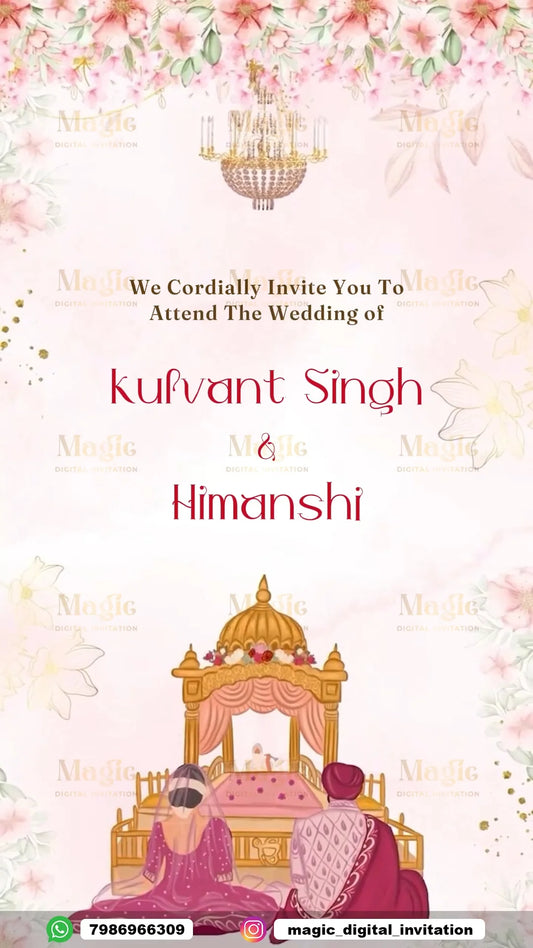 Elegant Anand Karaj Save The Date Invitation - D5010