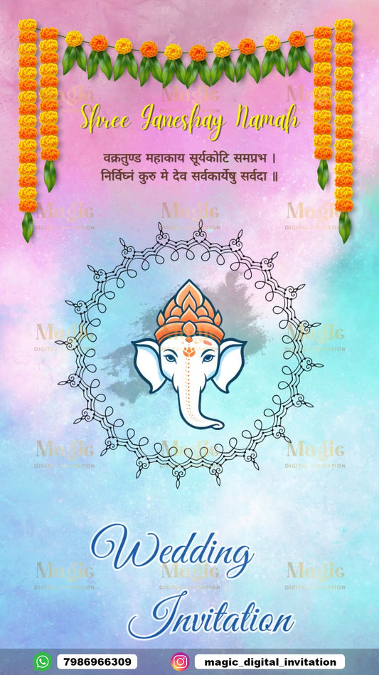 Vibrant Mandalas & Marigolds Premium Caricature Wedding Invitation Video - D4005