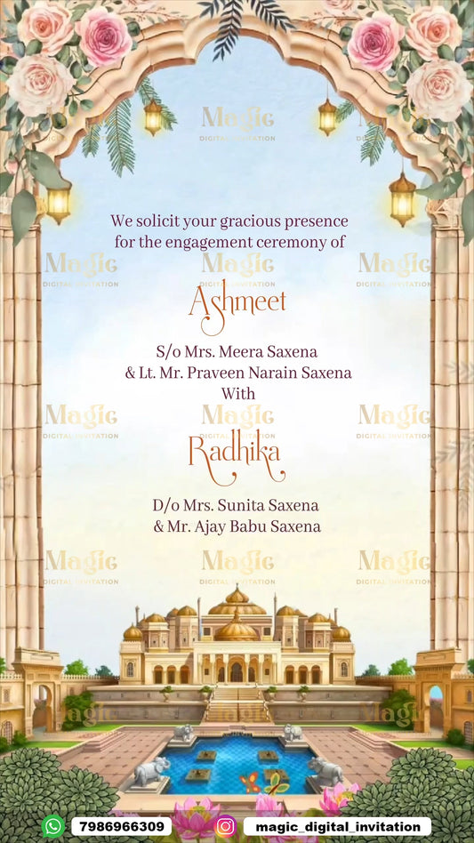 Palace Courtyard Garden Engagement Invitation Video - D7007