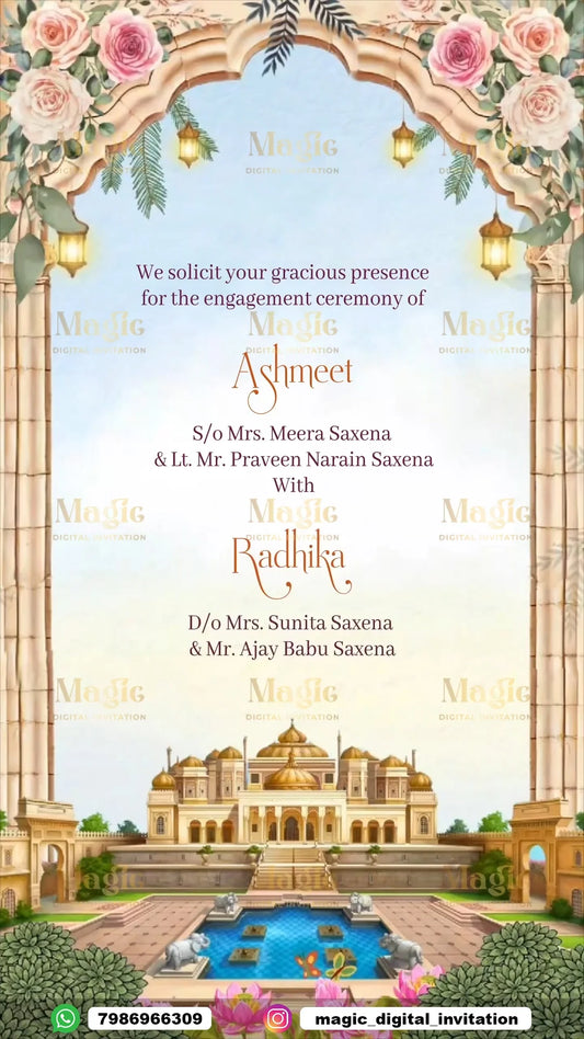 Palace Courtyard Garden Engagement Invitation Video - D7007