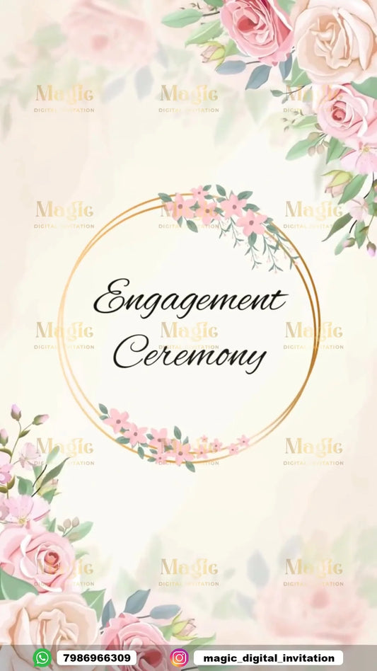 Soft Blush Roses & Gold Engagement Invitation Video - D7011