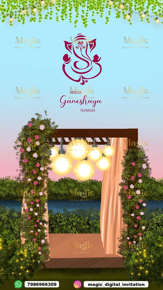 Enchanted Lakeside Love Premium Caricature Wedding Invitation Video - D4013